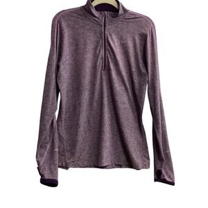 Nike Dri-FIT Half-Zip Pullover Running Top Long Sleeve Athletic Heather Purple L